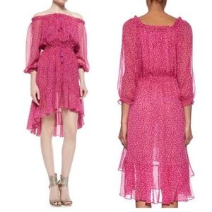 Diane Von Furstenberg silk pink Camila Dress Size 12 pink off the shoulder DVF
